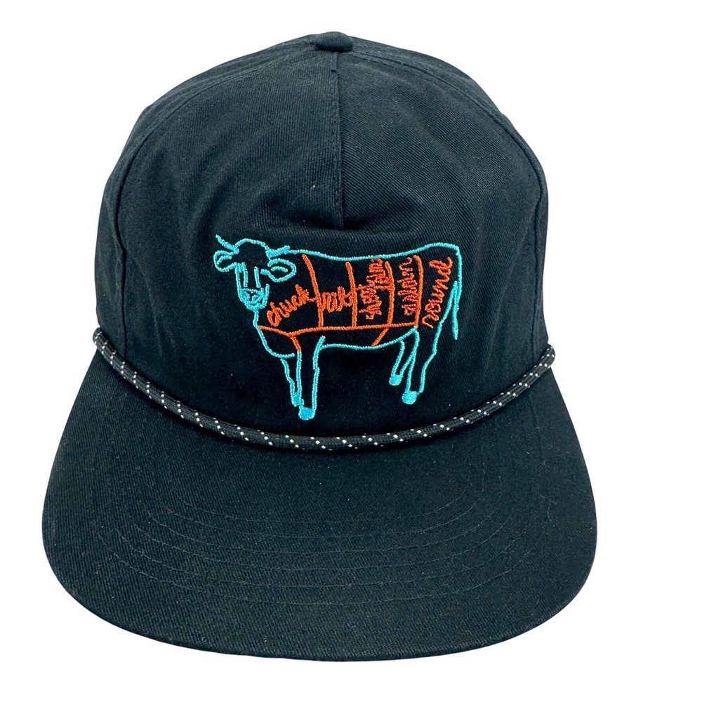 Raised by Coyotes Golf Snapback Hat Cap Mens Black Embroidered Beef Cuts Rope